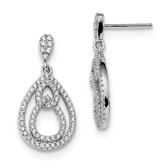 Sterling Silver & Zirconia Dangle Earrings (25 mm) Sterling Silver & Zirconia Dangle Earrings (25 mm)